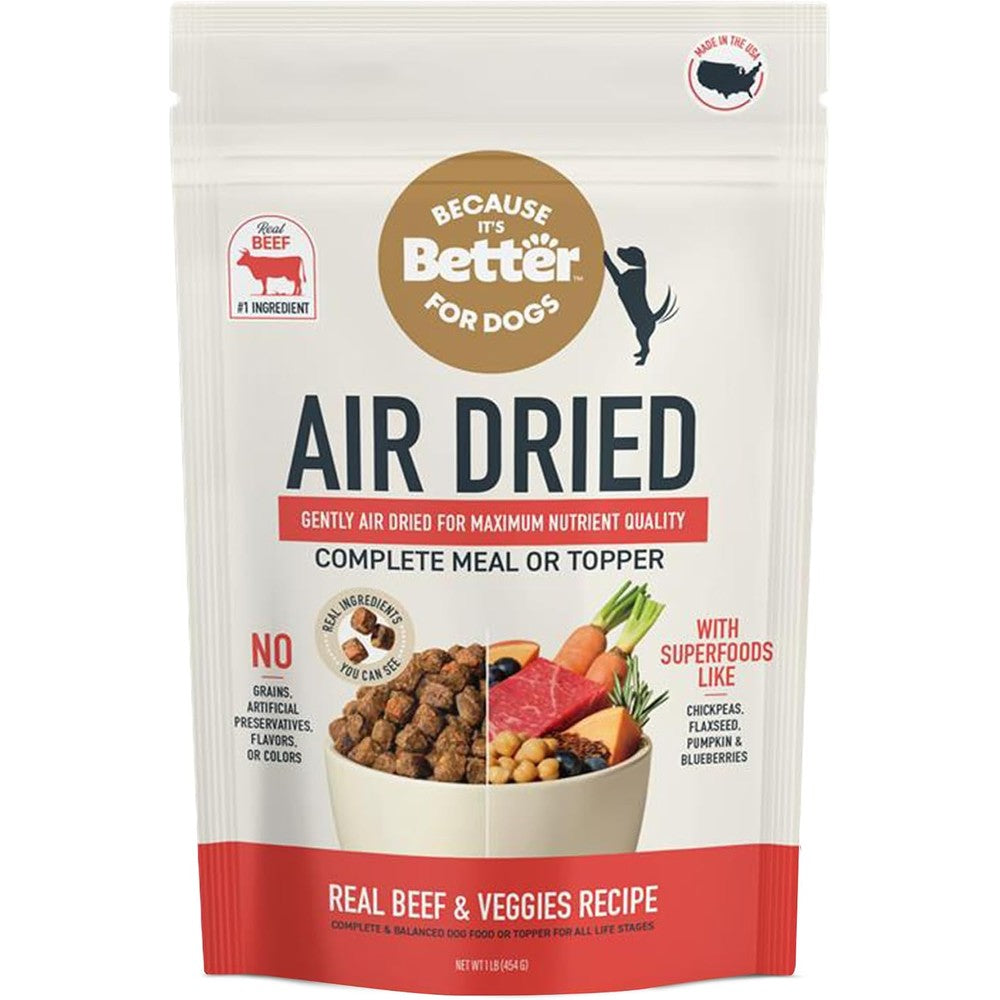 Because It's Better Dog Food Semi Moist Gourmet Prime Beef Recipe Real Beef And Veggies Slow Baked And Air Dried Dog Food 16 Ounce