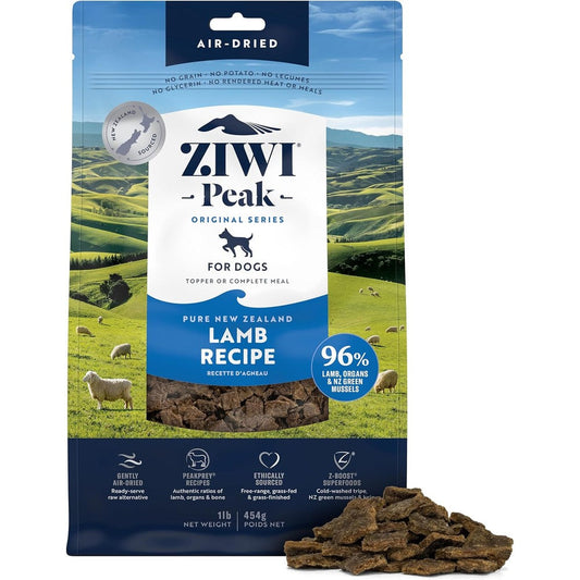 ZIWI Peak Air Dried Dog Food All Natural Grain Free High Protein Limited Ingredient Lamb Recipe Sixteen Ounce