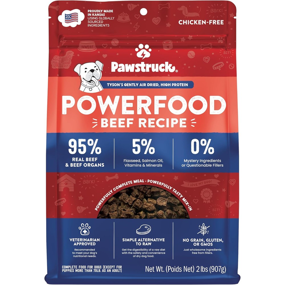 Pawstruck Air Dried Dog Food With Real Beef Grain Free High Protein Limited Ingredient Premium Formula For All Breeds And Ages Two Pound Bag