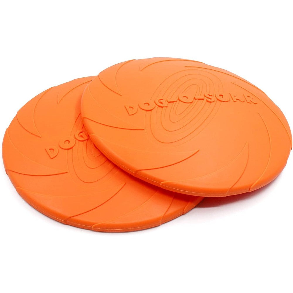 Pasking Dog Flying Discs 2 Pack 8.7 Inches Durable Soft Rubber Interactive Pet Training Toy For Medium And Large Breeds In Orange