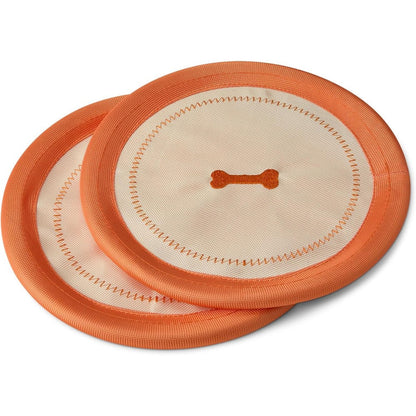 Amazon Basics Dog Flying Disc Interactive Fetch Toy Durable Water Floating Soft Flexible Design 2 Pack 9.53 Inch Beige Orange