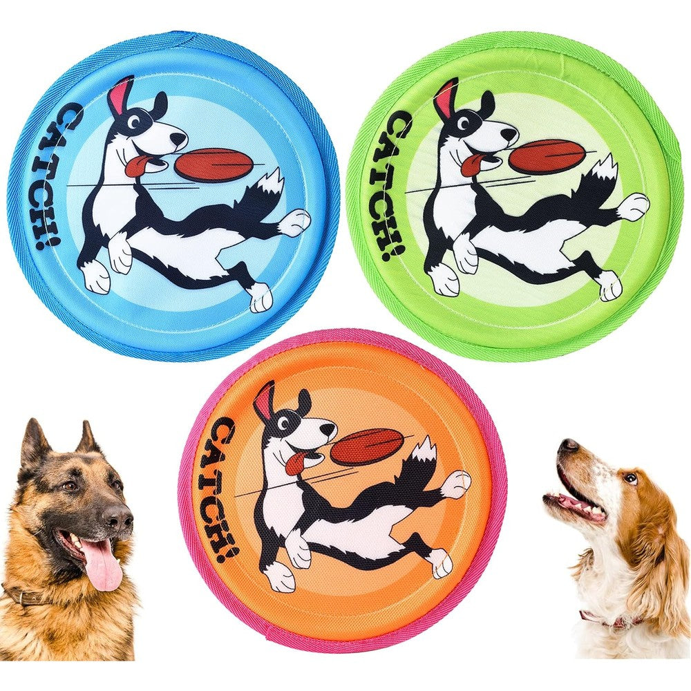 Xigou Dog Flying Disc 3 Pack Lightweight Interactive Fetch Toys For Small And Large Dogs Soft Canvas Flying Disc For Water Grass And Snow Play