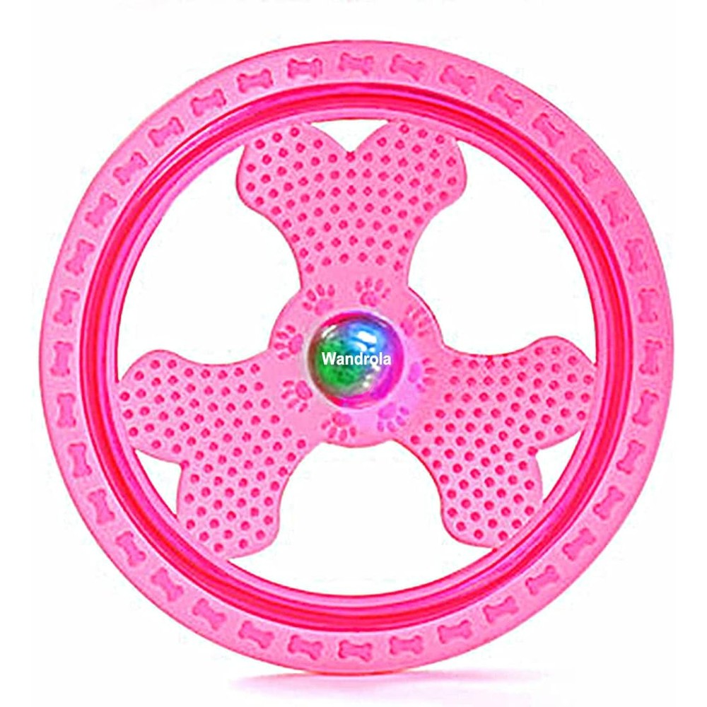 Wandrola Flying Disc Dog Sport Toy With Flashing Led Lights For Ultimate Night Time Play In Pink 23 Centimeters