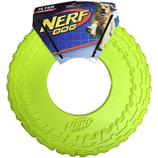 Nerf Dog Tpr Flyer 10 Inch Durable Thermoplastic Rubber Flying Disc Fetch Toy For Medium And Large Dogs In Neon Yellow