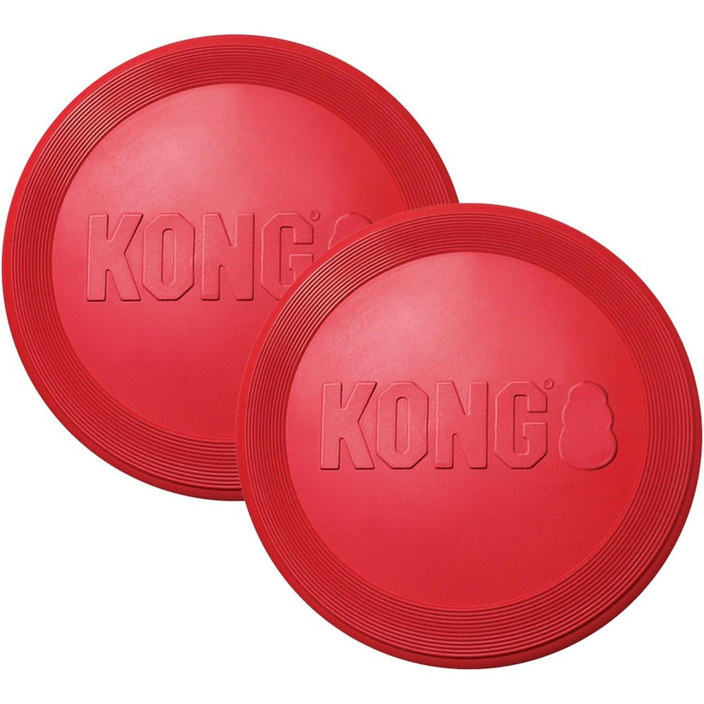 Kong Flyer Rubber Disc Dog Toy For Catch Fetch And Playtime Red Large 2 Pack