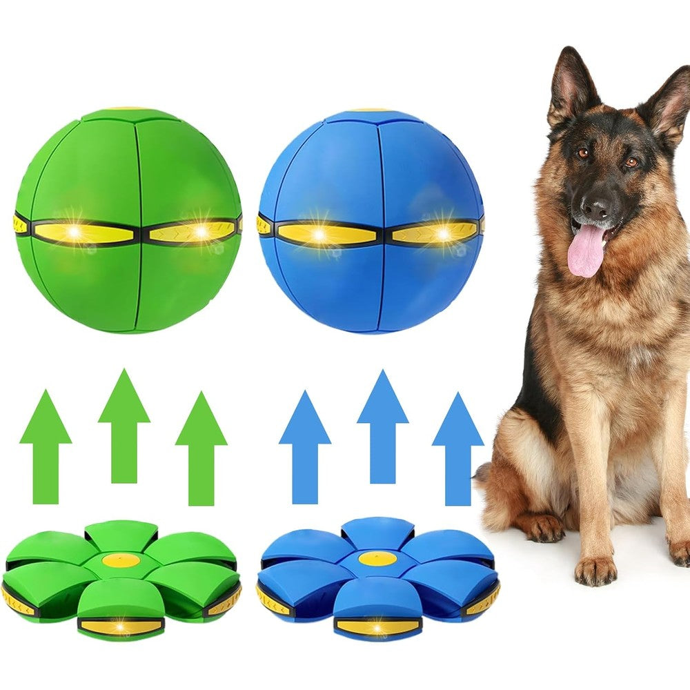 Badwalt 2 Pieces Dog Flying Disc Toy Pet Interactive Flying Saucer Ball With 3 LED Lights For Outdoor Training And Exercise