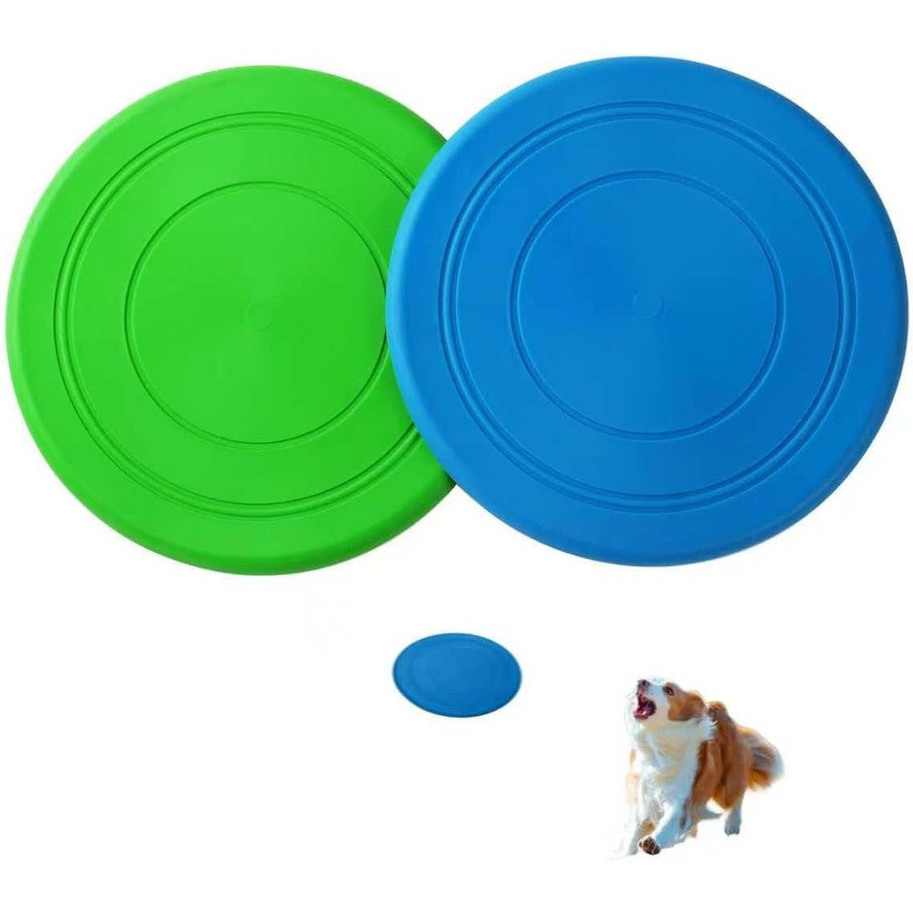 RSSLygaeonix Dog Flying Disc 2 Pack 7 Inch Interactive Fetch Toy For Medium And Large Dogs In Green And Blue