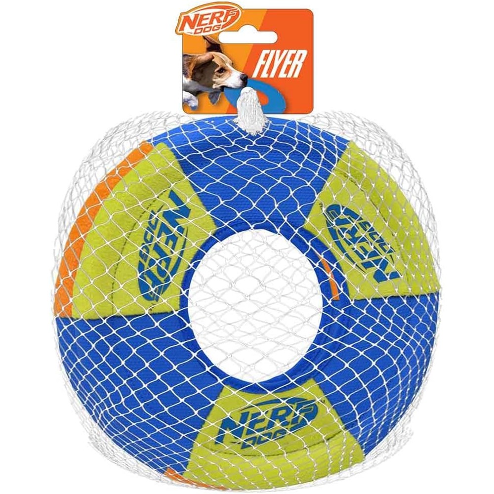 Nerf Dog Trackshot Toss And Tug Ring Outdoor Dog Toy 2 Pack 9 Inch Fetch And Tug Toy For Medium And Large Breeds Blue Orange Green