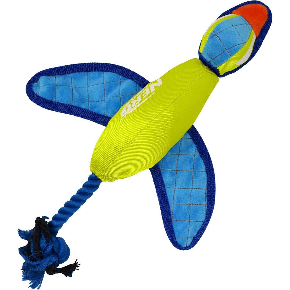 Nerf Dog 16.5 Inch Nylon Ultraplush Crinkle Wing Launching Duck Dog Toy Green And Light Blue Fetch Toy For Medium And Large Dogs