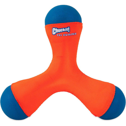 Chuckit! Tri Bumper Floating And Bouncing Dog Toy For Fetch And Tug Play Medium Orange And Blue
