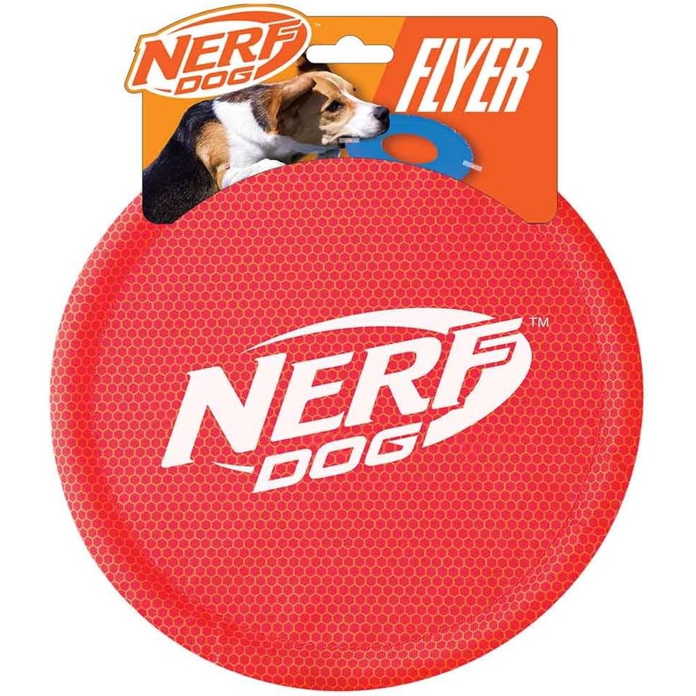 Nerf Dog Nylon Flyer Dog Toy, Durable Flying Disc For Medium And Large Breeds, Water Resistant Fetch Toy, 9 Inch Diameter, Red