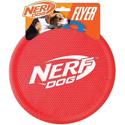 Nerf Dog Nylon Flyer Dog Toy, Durable Flying Disc For Medium And Large Breeds, Water Resistant Fetch Toy, 9 Inch Diameter, Red