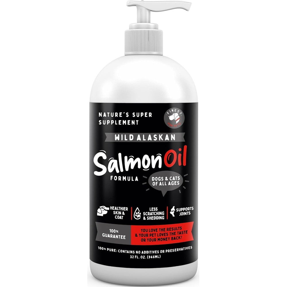 Finest For Pets Wild Alaskan Omega-3 Blend Pollock And Salmon Oil Liquid Supplement For Dogs And Cats Thirty Two Ounces
