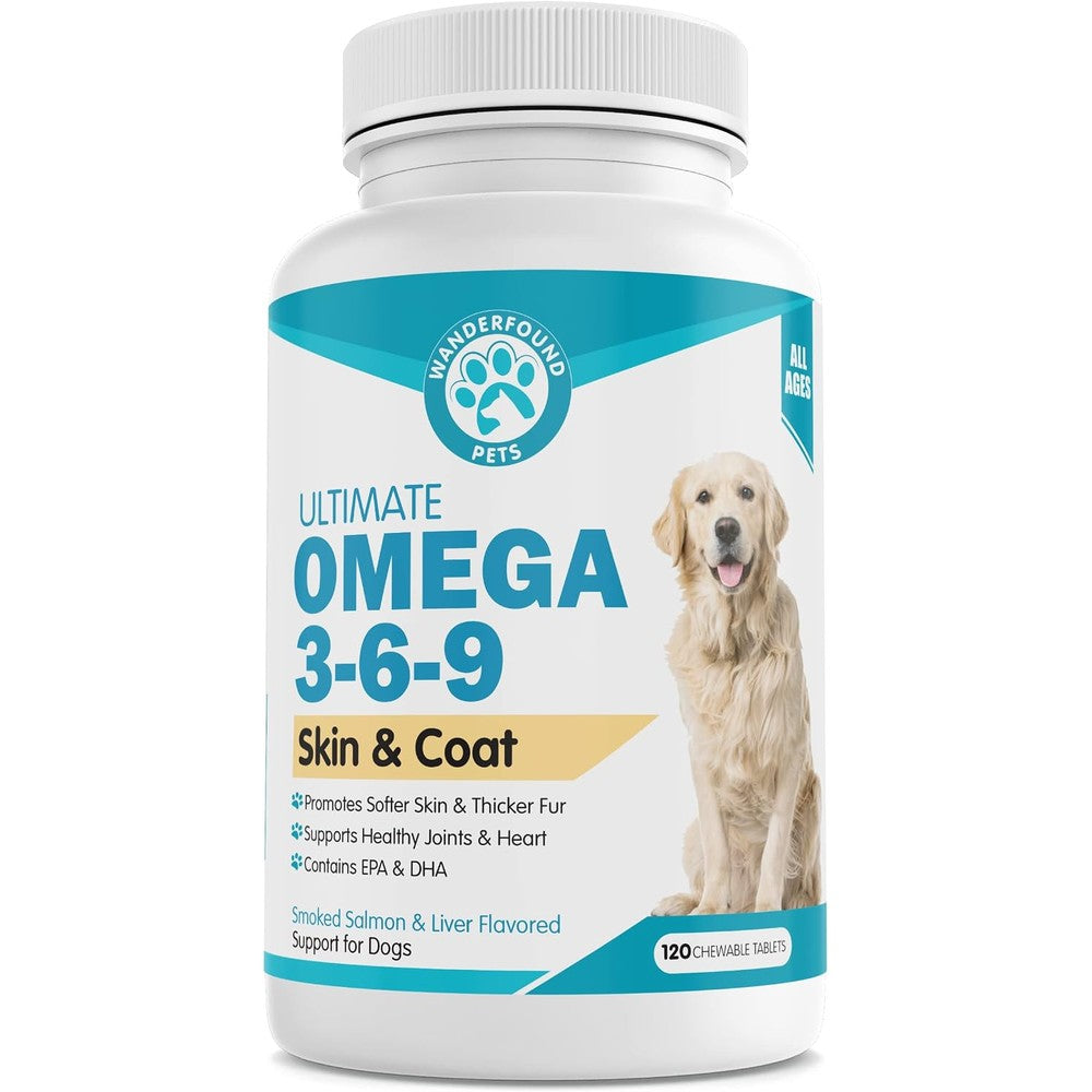 Pawsitive Labs Wanderfound Pets Omega 3 6 9 Fish Oil For Dogs Skin And Coat Support Smoked Salmon And Liver Flavor 120 Chewable Tablets