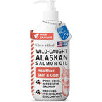 Chew + Heal Labs Wild Alaskan Salmon Oil Supplement For Dogs And Cats Omega 3 Fish Oil For Skin Coat And Joint Support Eight Ounce Bottle