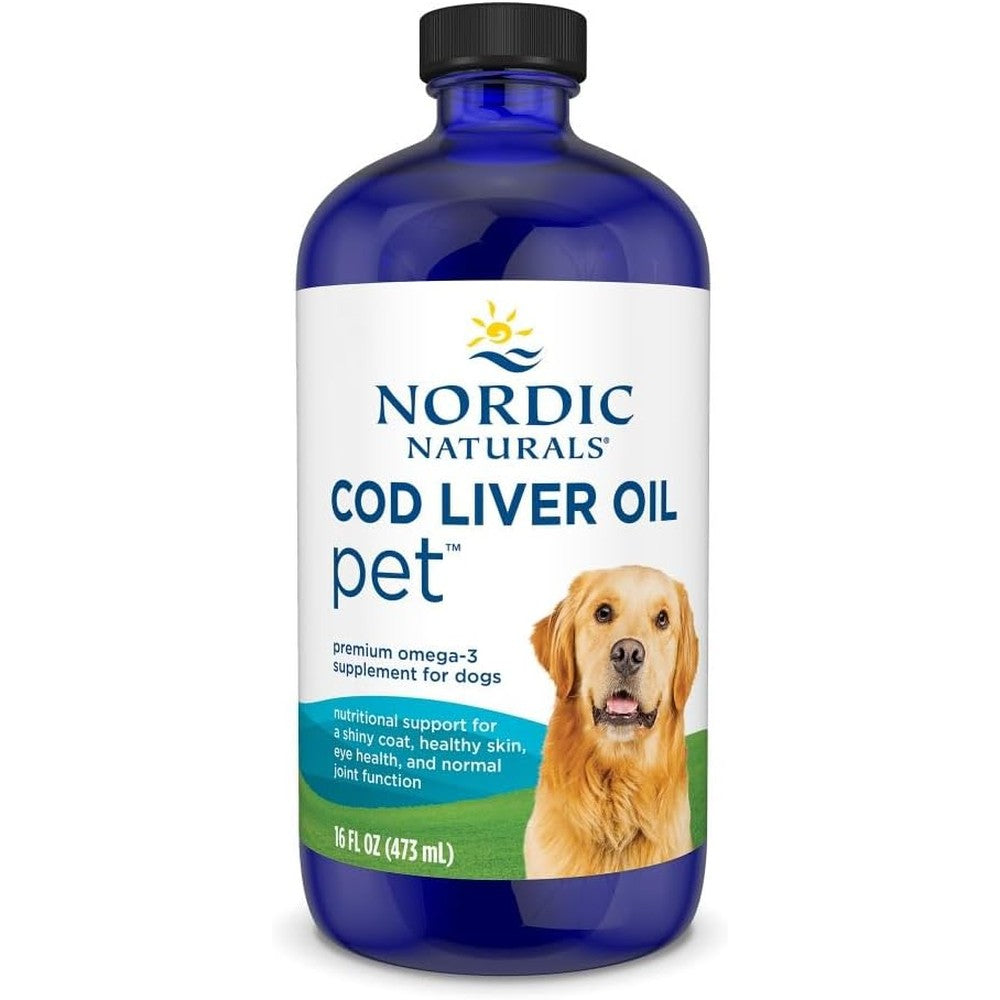 Nordic Naturals Pet Cod Liver Oil Unflavored Liquid Omega 3 Supplement For Dogs And Cats With EPA And DHA Healthy Skin And Coat 16 Fluid Ounces
