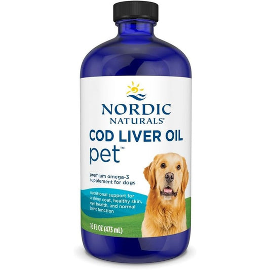 Nordic Naturals Pet Cod Liver Oil Unflavored Liquid Omega 3 Supplement For Dogs And Cats With EPA And DHA Healthy Skin And Coat 16 Fluid Ounces