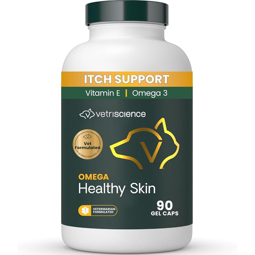 VetriScience Omega Healthy Skin And Coat Capsules Omega 3 6 9 Fish Oil Supplement For Dogs And Cats To Reduce Shedding Ninety Count