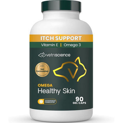 VetriScience Omega Healthy Skin And Coat Capsules Omega 3 6 9 Fish Oil Supplement For Dogs And Cats To Reduce Shedding Ninety Count