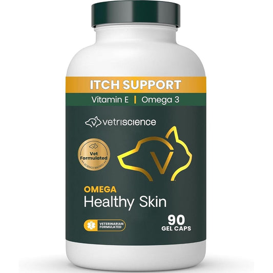 VetriScience Omega Healthy Skin And Coat Capsules Omega 3 6 9 Fish Oil Supplement For Dogs And Cats To Reduce Shedding Ninety Count