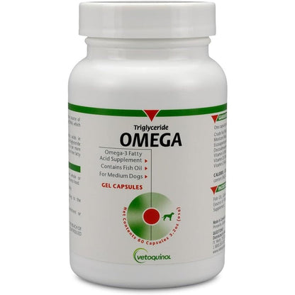 Vetoquinol Triglyceride Omega Fish Oil Supplement For Medium Dogs And Cats Skin Coat And Immune System Support Sixty Capsules