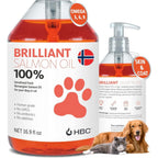 Nature's Diet Brilliant Salmon Oil For Dogs And Cats All Natural Norwegian Omega 3 Fish Oil Food Supplement For Skin And Coat Health 16.9 Ounces