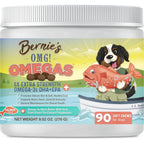 Bernie's OMG Omegas 5X Extra Strength Fish Oil Chews For Dogs DHA And EPA Salmon Flavor Skin Coat Allergy Relief Joint Supplement Ninety Count