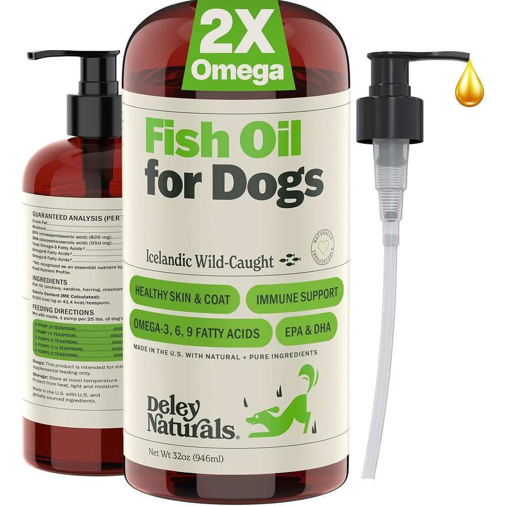 Deley Naturals Wild Caught Fish Oil For Dogs Itch Relief Supplement With Omega 3 6 9 Fatty Acids For Skin And Joint Health 32 Fluid Ounces