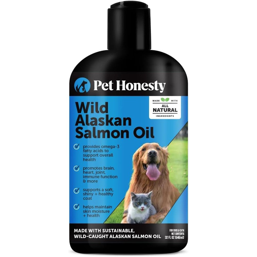 Pet Honesty Wild Alaskan Salmon Oil For Dogs And Cats Omega Three Fish Oil Supplement For Skin Coat And Joint Support 32 Ounce