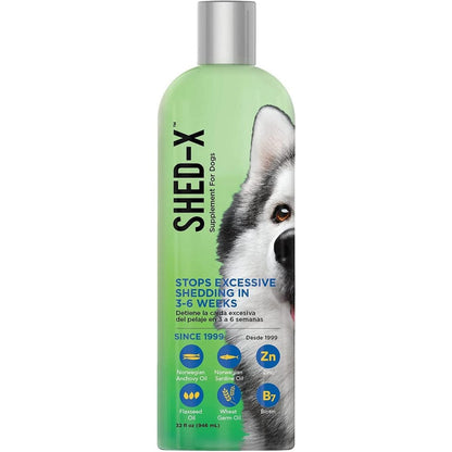 SynergyLabs Shed-X Dermaplex Liquid Dog Supplement For Excessive Shedding Control With Fish Oil And Essential Fatty Acids Thirty Two Fluid Ounces