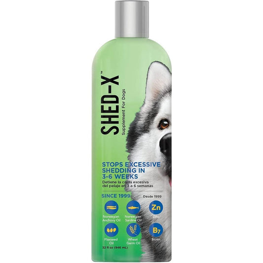 SynergyLabs Shed-X Dermaplex Liquid Dog Supplement For Excessive Shedding Control With Fish Oil And Essential Fatty Acids Thirty Two Fluid Ounces