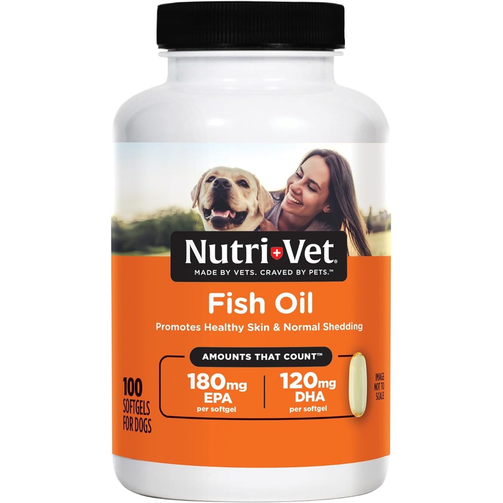 Nutri-Vet Fish Oil Supplement For Dogs With Omega 3 Fatty Acids EPA And DHA For Shed Control And Healthy Skin And Coat 100 Count