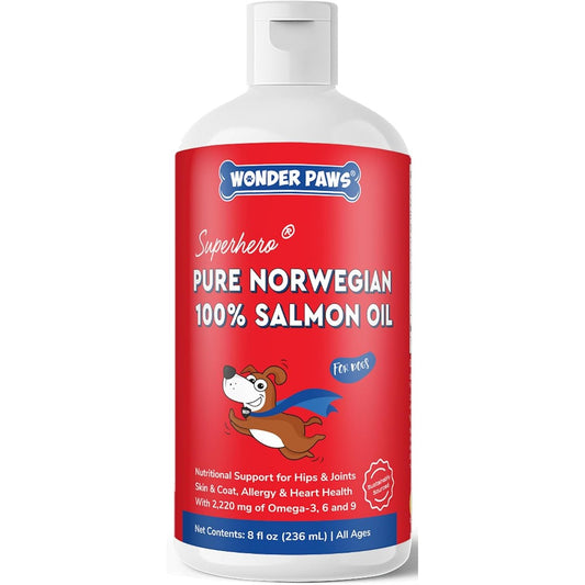 Wonder Paws Premium Norwegian Salmon Oil For Dogs Omega Three Fish Oil Supplement For Skin Coat Hip Joint Health Allergy Relief Eight Fluid Ounces