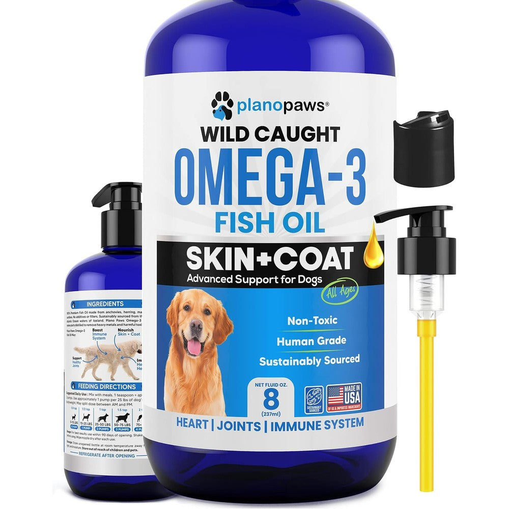 Planopaws Omega 3 Fish Oil Dog Supplement Liquid For Skin Coat Joint And Heart Health Sourced From Iceland Thirty Two Fluid Ounce