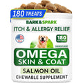 Bark And Spark Omega 3 Fish Oil Treats For Dogs Skin Allergy Chews For Itch Relief Salmon Oil Supplement For Dog Shedding Joint Health 180 Treats