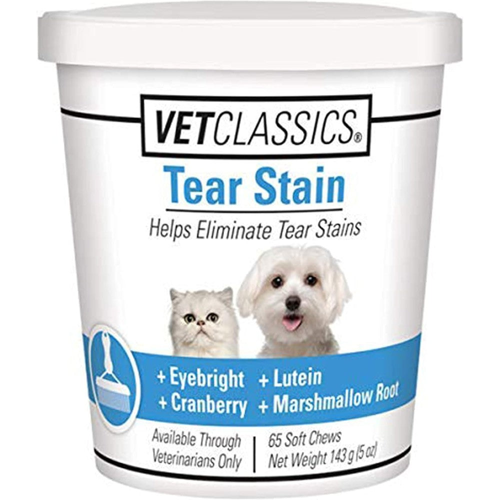 Vet Classics Tear Stain Supplements For Dogs And Cats Immune Support Chews With Cranberry And Marshmallow Root 65 Soft Chews