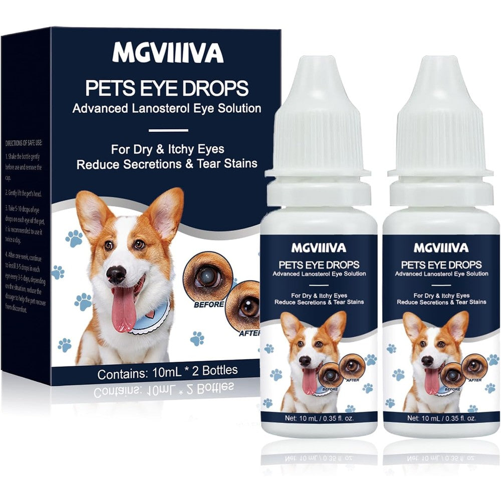 Mgviiiva Advanced Lanosterol Cataract Eye Drops For Dogs And Cats Relieving Itching Irritation And Dryness Two Pack 10 Milliliters Each