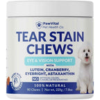 PawVital Tear Stain Chews For Dogs Natural Eye Health Supplement With Cranberry Lutein And Eyebright Chicken Flavor 90 Soft Chews