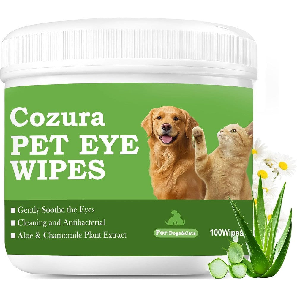 Cozura Pet Eye Wipes And Tear Stain Remover For Dogs And Cats Hypoallergenic Eye Cleaning Pads For Crust And Discharge 100 Count