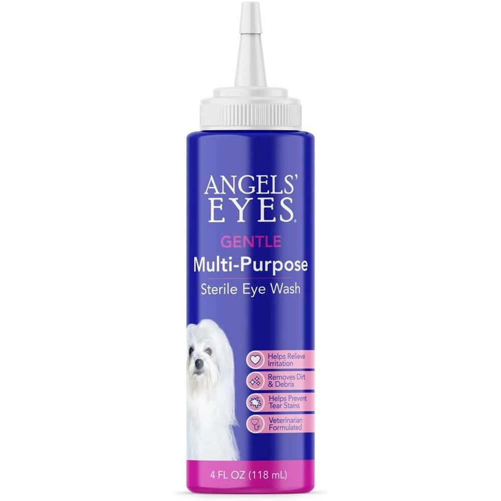 Angels' Eyes Multi-Purpose Sterile Eye Wash Tear Stain Reducer And Cleaner For Dogs And Cats Four Ounces