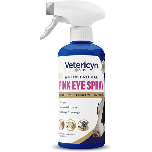 Vetericyn Plus Livestock Pink Eye Spray For Conjunctivitis Relief Safe Non Toxic Formula For Redness And Irritation Clear Solution 16 Ounces
