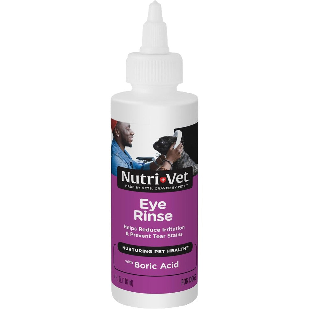 Nutri-Vet Eye Rinse Liquid For Dogs Gentle Dog Tear Stain Remover And Allergy Relief Ophthalmic Eye Wash Solution Four Ounce
