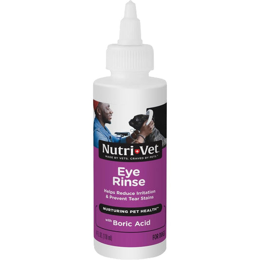 Nutri-Vet Eye Rinse Liquid For Dogs Gentle Dog Tear Stain Remover And Allergy Relief Ophthalmic Eye Wash Solution Four Ounce