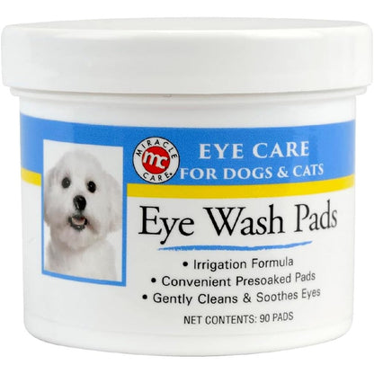 Miracle Care Eye Wash Pads 90 Single Use Pre Soaked Cotton Pads For Dog And Cat Eye Care