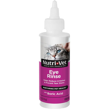 Nutri-Vet Cat Eye Rinse Sterile Ophthalmic Solution For Debris And Tear Stains Four Ounce