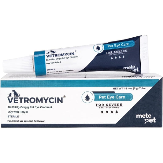 Metepet Vetromycin Pet Eye Ointment For Dogs And Cats Gentle Daily Eye Care And Hygiene Ointment One Eighth Ounce Tube