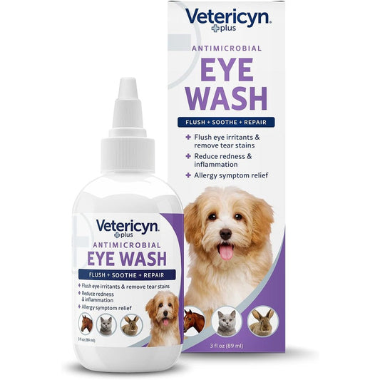 Vetericyn Plus All Animal Eye Wash For Dogs And Cats - Antiseptic Formula To Flush And Soothe Eye Irritations - 3 Fluid Ounces