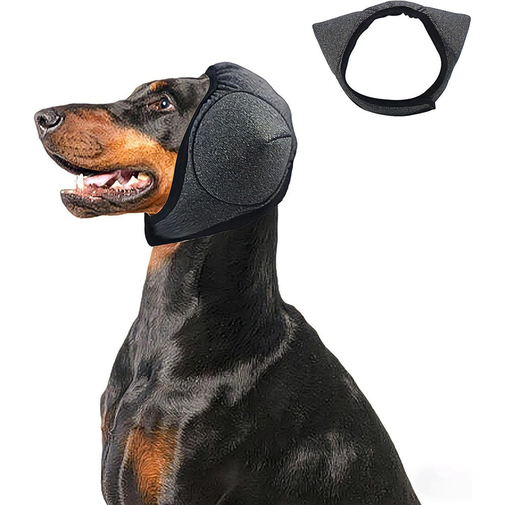Adhiper Upgrade Dog Ear Muffs Wraps Noise Protection Quiet Ears Elastic Waterproof Cover For Grooming Bath Drying Anxiety Relief Gray Medium