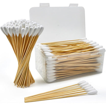Accesfire 6 Inch Large Cotton Swabs With Bamboo Handle For Dog Ear Cleaning And Grooming - 200 Count In Storage Box