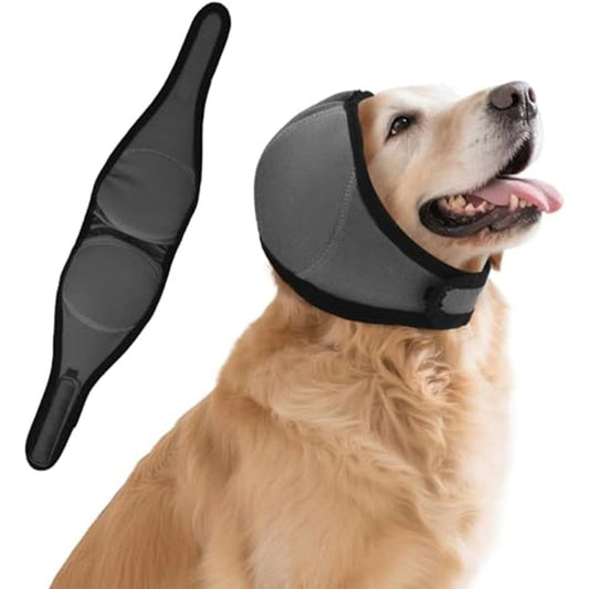 AQVGJQ Waterproof Dog Ear Covers Noise Cancelling Wraps For Bathing Swimming And Anxiety Relief Pet Ear Protection Medium Size Gray